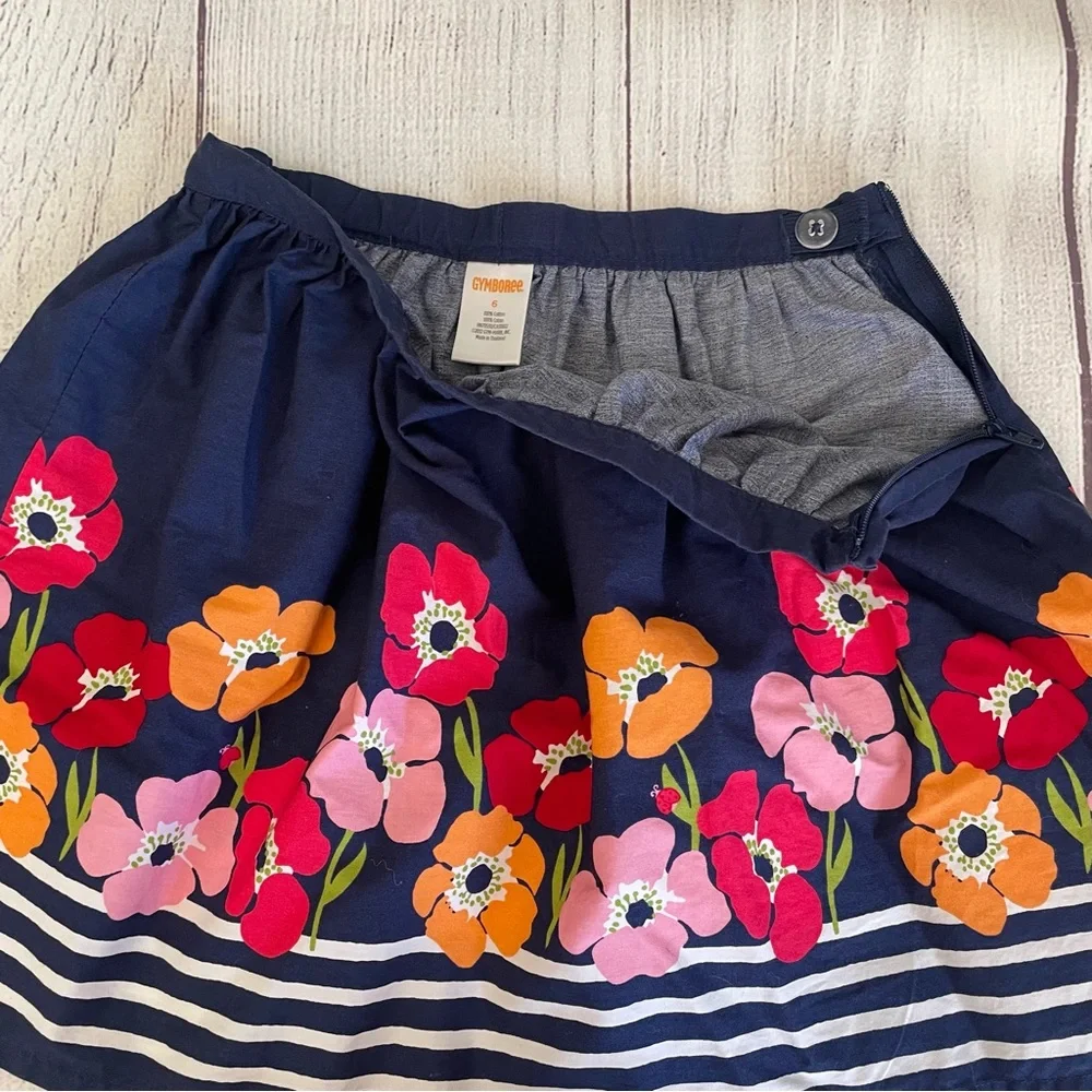Gymboree Blooming Nautical Poppy Stripe Skirt Size 6